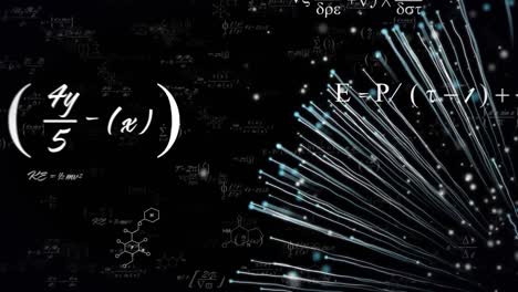 animation of mathematical equations and spots on black background