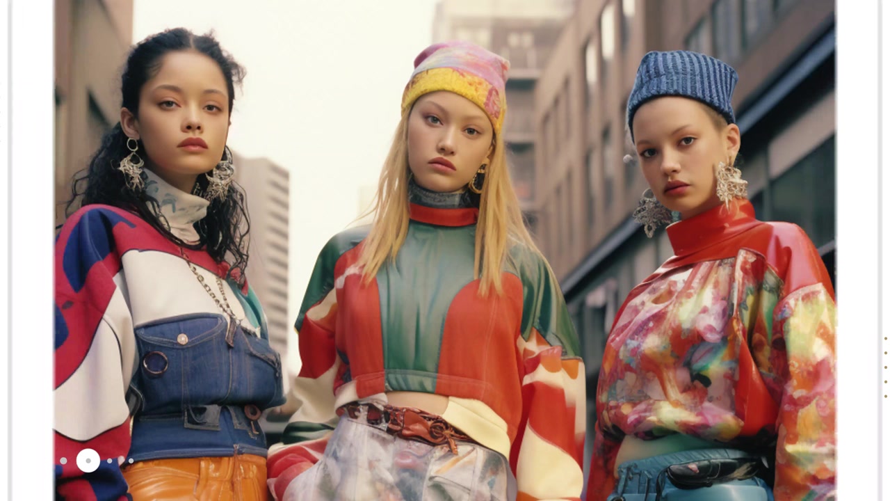 Stilfulde unge kvinder i farverigt streetwear-tøj i byen.