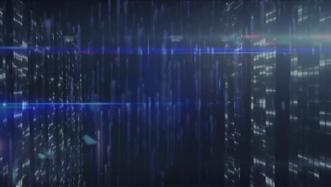 animación del procesamiento de datos a través de servidores informáticos