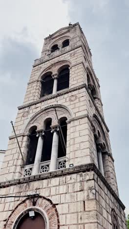 Majestic Bell Tower of a Historic Greek Orthodox Church in Athens
