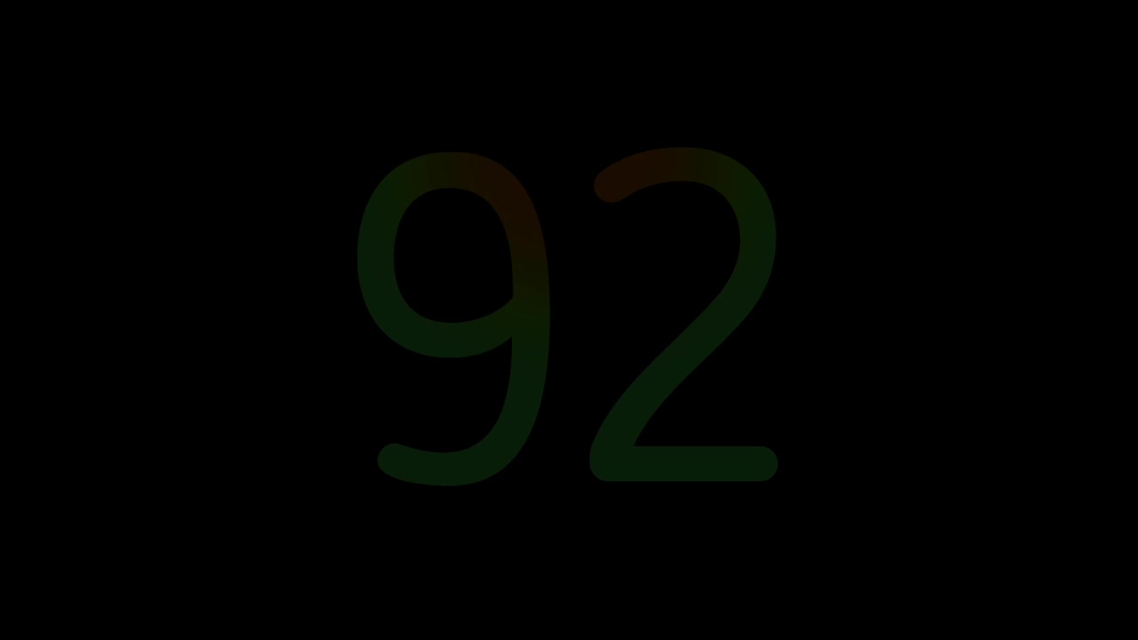 Luce al neon Numero 92 Animazione Gradiente luminoso Blu Rosa Digitale Futuristico Loop numerico LED Sfondo scuro astratto tecnologico Motion Graphics