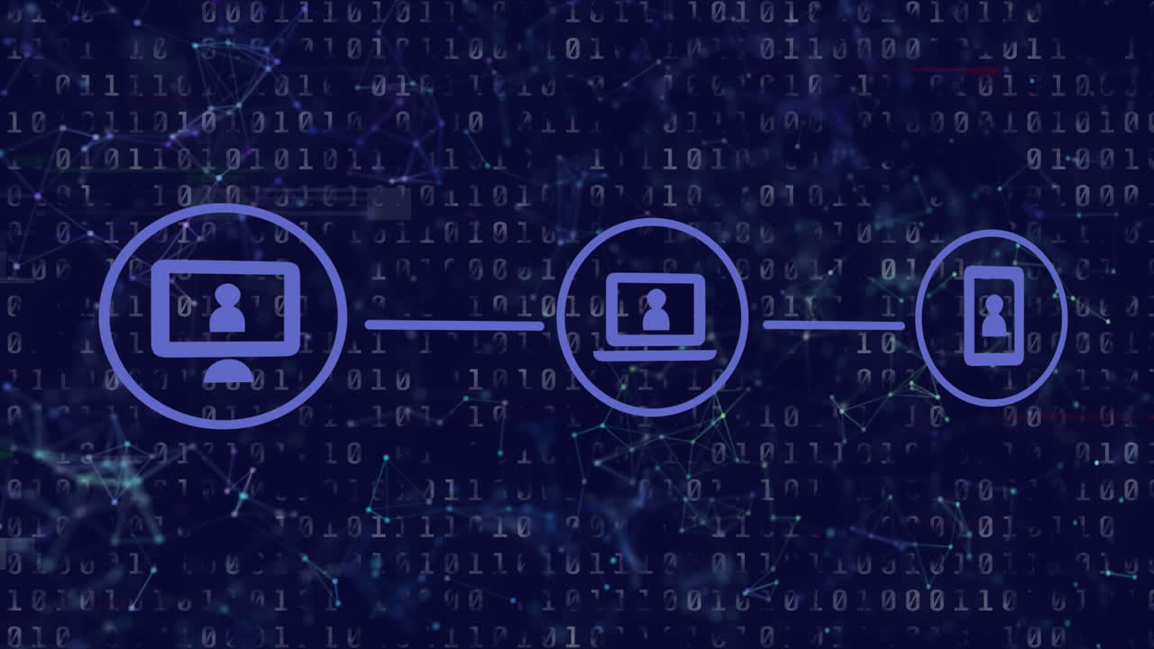 Network of connection icons against data processing