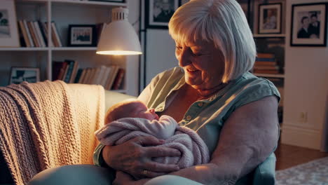 grandmother holding newborn baby
