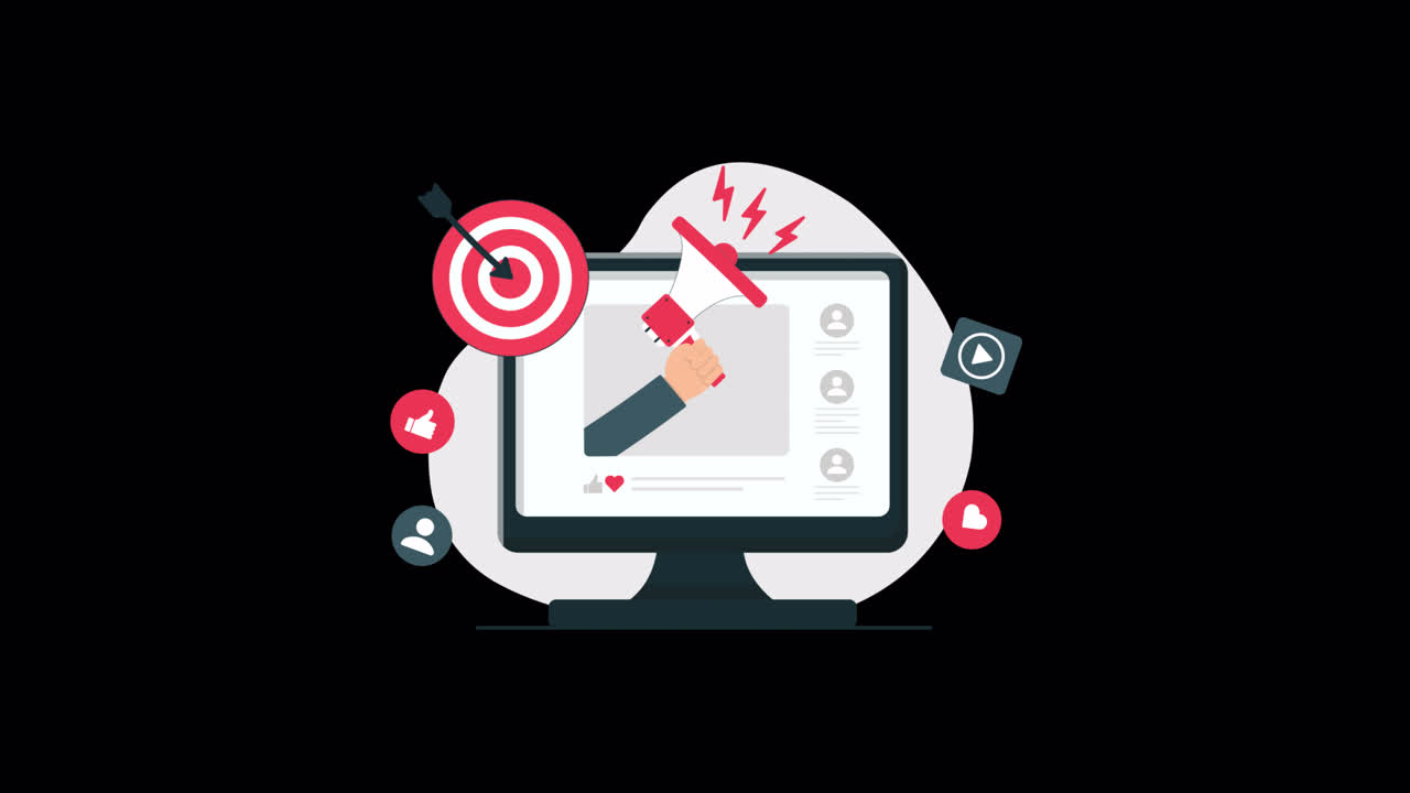 Animated Concept of Digital Marketing and Social Media Strategy