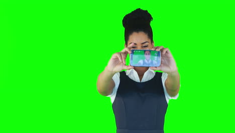 pretty woman taking selfie