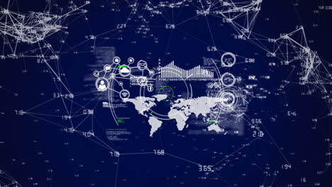 animación del procesamiento de datos financieros sobre un fondo azul