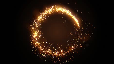 círculo de brillo dorado con luz brillante. anillo de partículas de oro de navidad