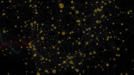 animation of yellow nodes and lines forming complex network on black background