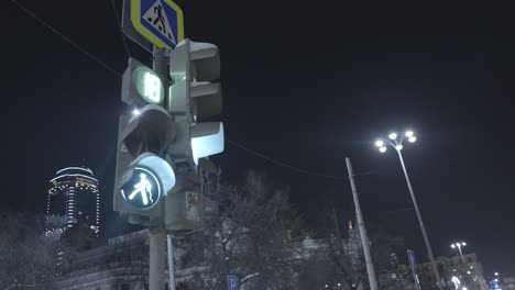 cruce nocturno para peatones en la ciudad de invierno