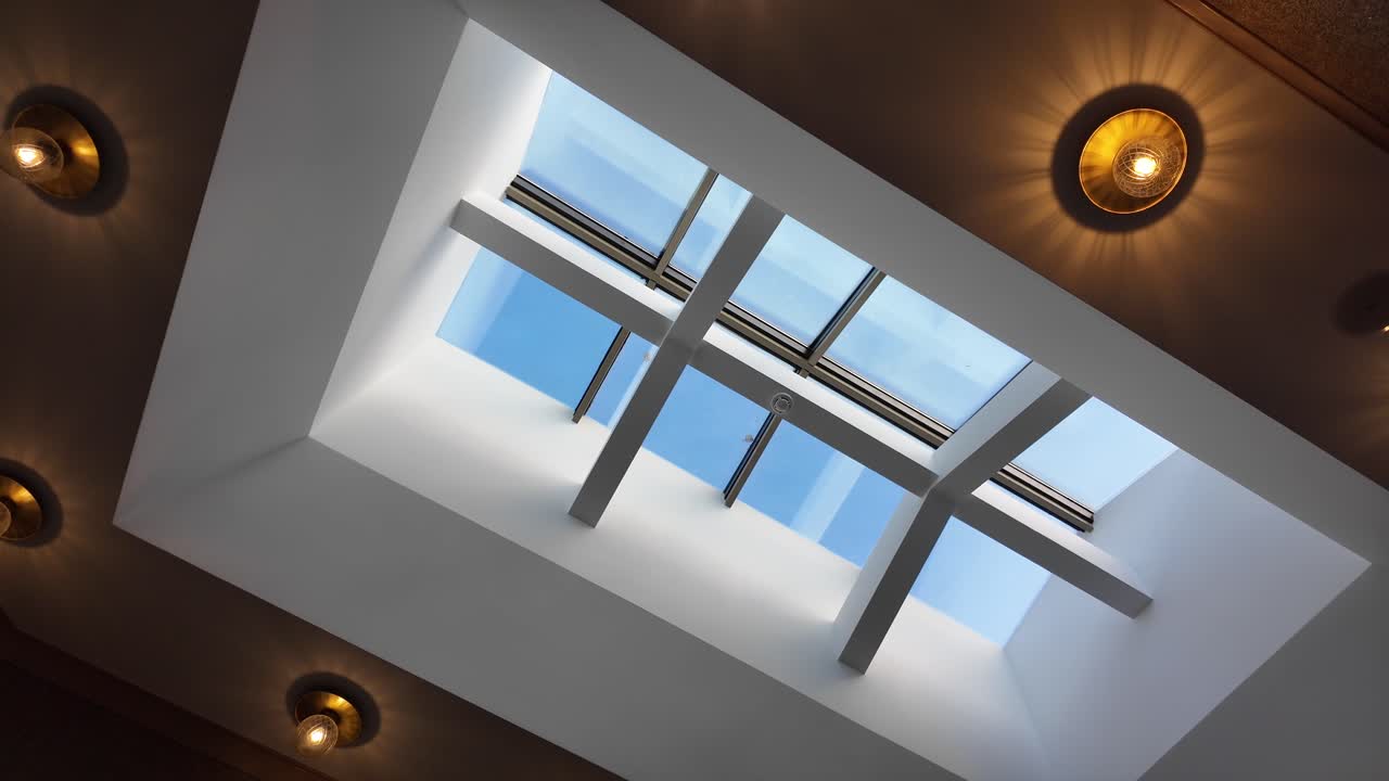 A view of a skylight in a modern home