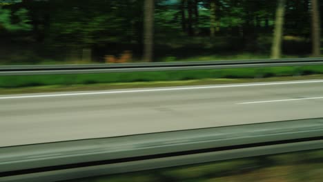 expressway in germany, high quality road surface. view from the window of a fast traveling bus