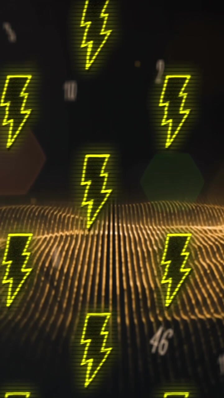 Animation of lightning and over orange grid