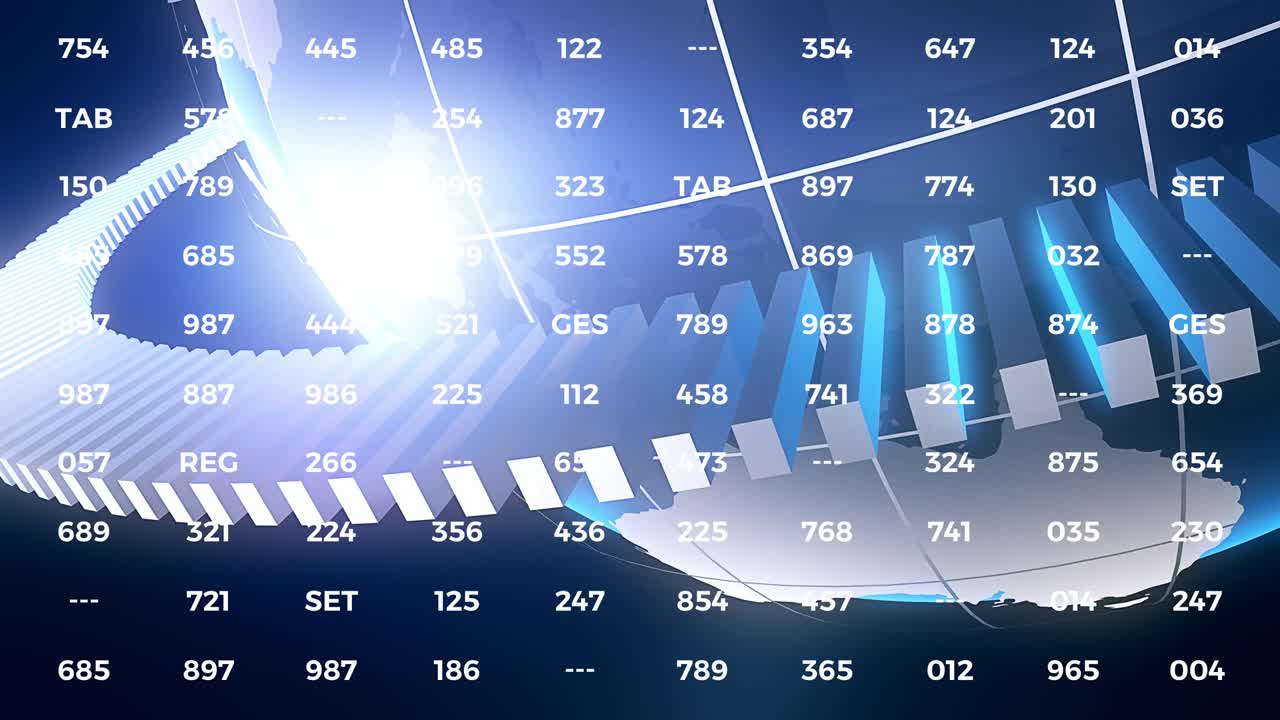 금융 뉴스 애니메이션, 데이터, 숫자, 그래프