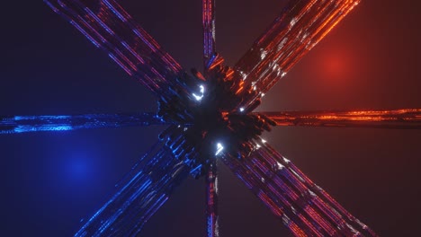 4k 3D animation. Flight in abstract sci-fi tunnel seamless loop. Futuristic motion graphics, high tech background