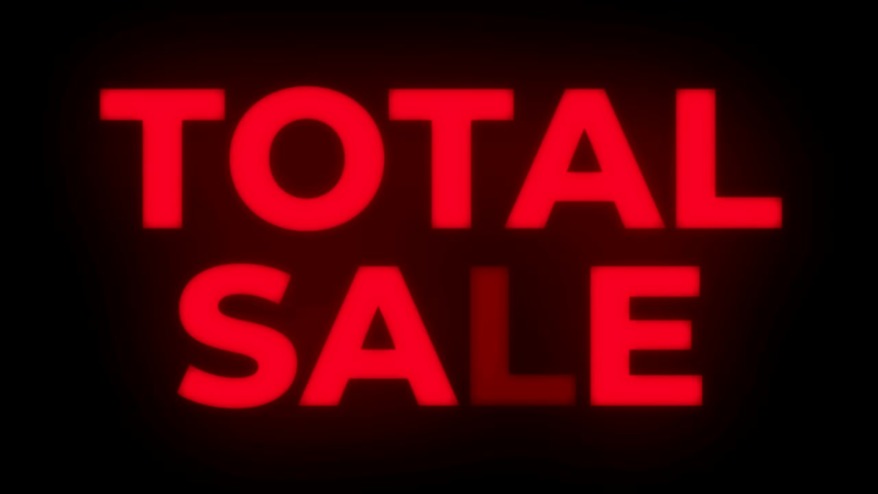 Total Sale Text Flickering Display Promotional Loop.