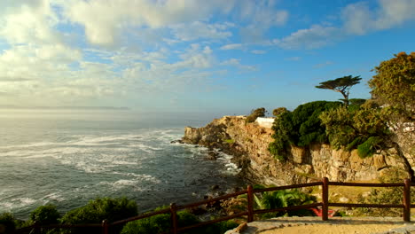 jagged coastal cliffs of hermanus old harbour at sunrise