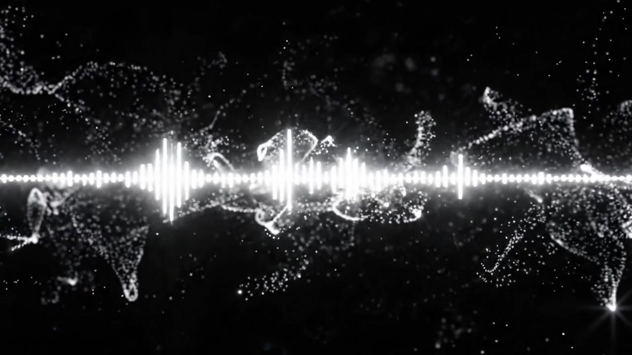 Dynamic Sound Visualization: A Journey Through Waves and Particles in Motion Capturing Energy and Rhythm in a Stunning Contrast of Light and Dark