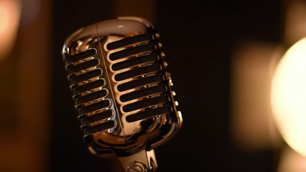 A Vintage Microphone Captured in Stunning Detail Against a Softly Lit Background, Perfect for Enhancing Audio and Visual Creativity in Any Studio Setting