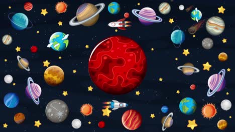 animated journey through a whimsical space scene