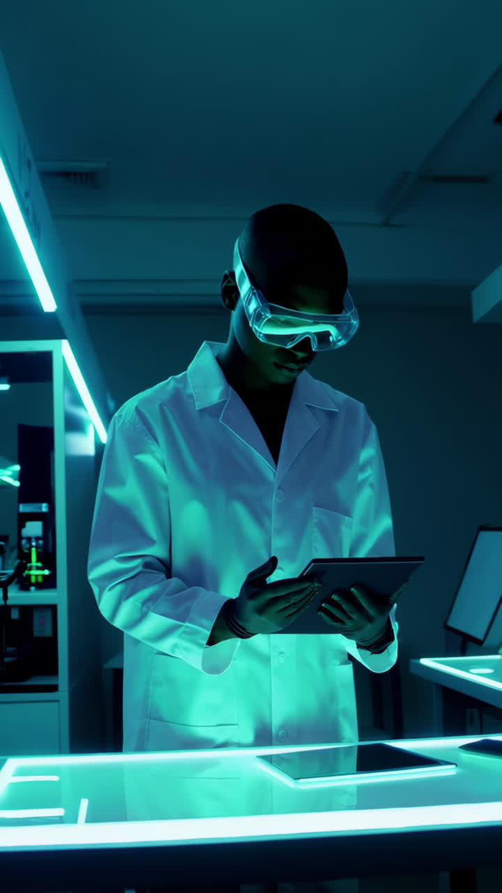 Scientist working in a futuristic laboratory