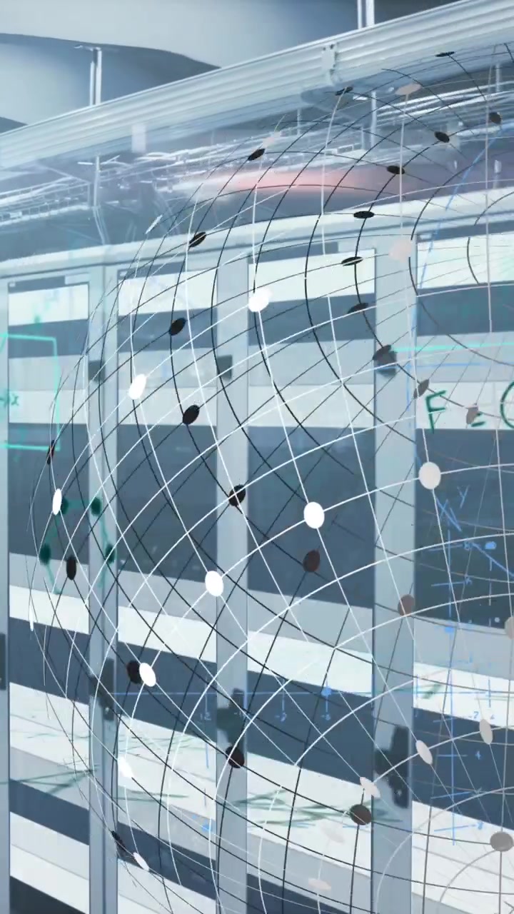 Animation of globe made of connections over servers