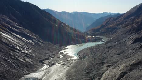 aerial shot of the grossglockner glacier in austria in europe sunny weather