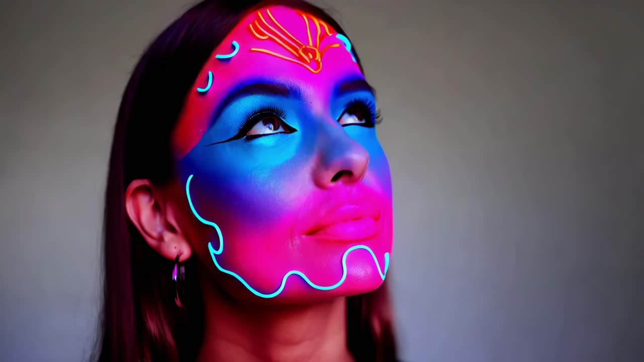 Neon Face Art Portrait