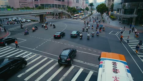 taipei, taiwan - a busy street in xinyi financial district of taipei city in the late evening