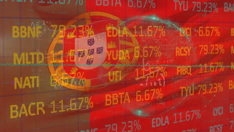 stock market data processing against portugal national flag