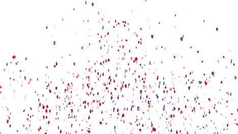 animation of multi coloured confetti falling over white background