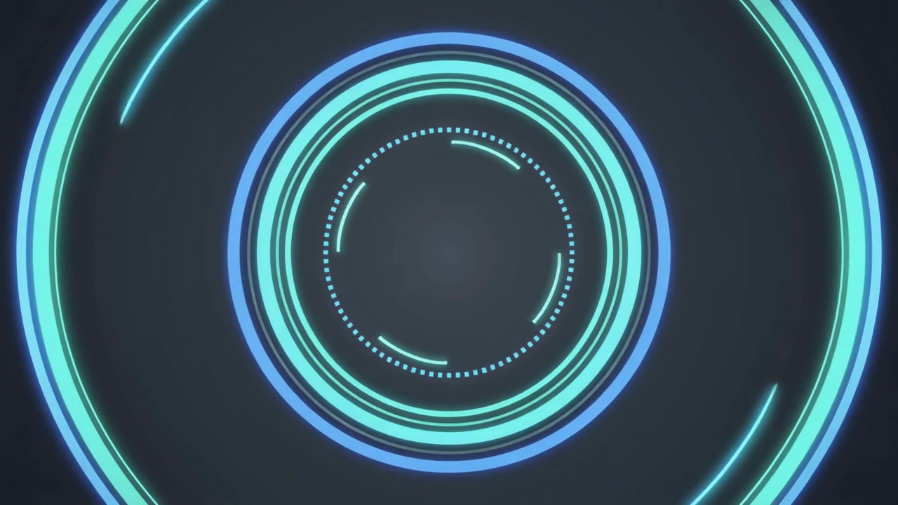 Abstract Digital HUD Interface with Rotating Glowing Circles