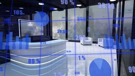 animación del procesamiento de datos en la oficina