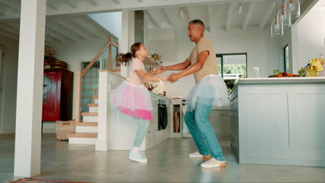 dad, girl and ballet with dancing