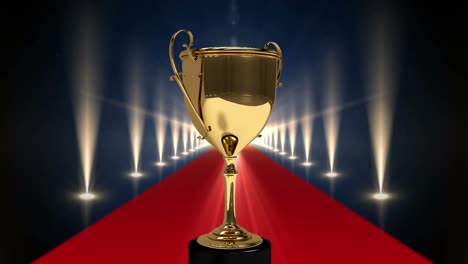 Animation-of-award-trophy-at-floodlit,-red-carpet-winners'-prize-giving-ceremony