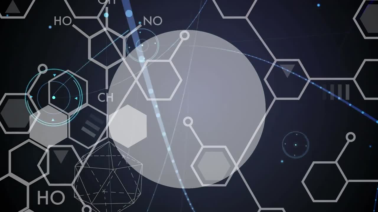 어두운 배경 위에 과학 데이터 처리의 애니메이션