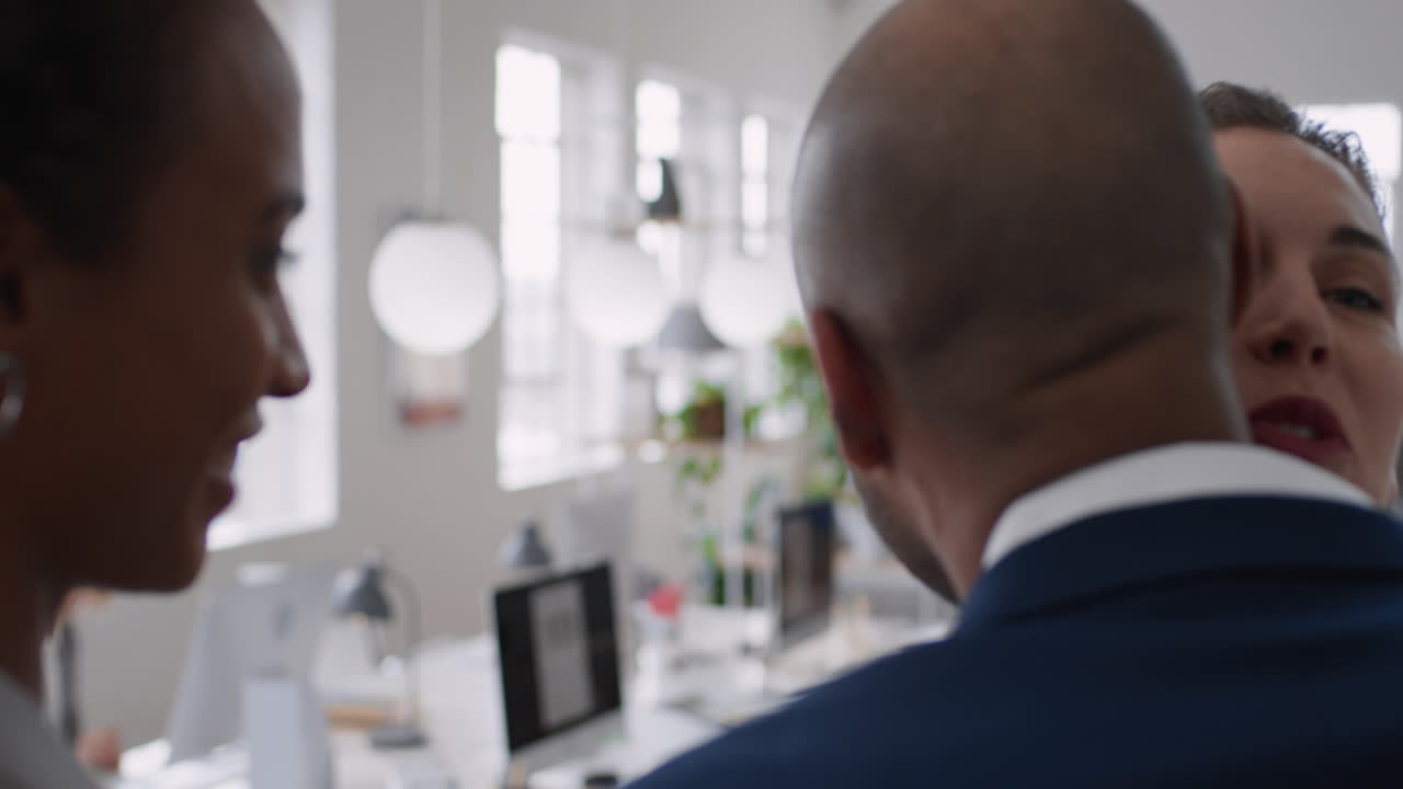 beautiful business woman meeting clients collaborating planning partnership deal in startup office workspace