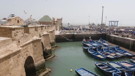 high angle view of harbor at essaouira, morocco, from the fortress