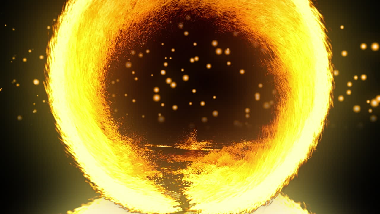 검은 바탕에 회전하고 반 ⁇ 이는 불의 반지