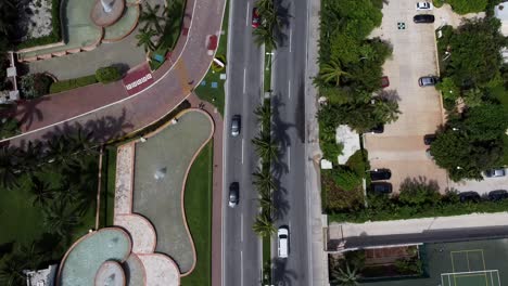 Aerial-Shot-of-Boulevard-at-Midday-with-Traffic