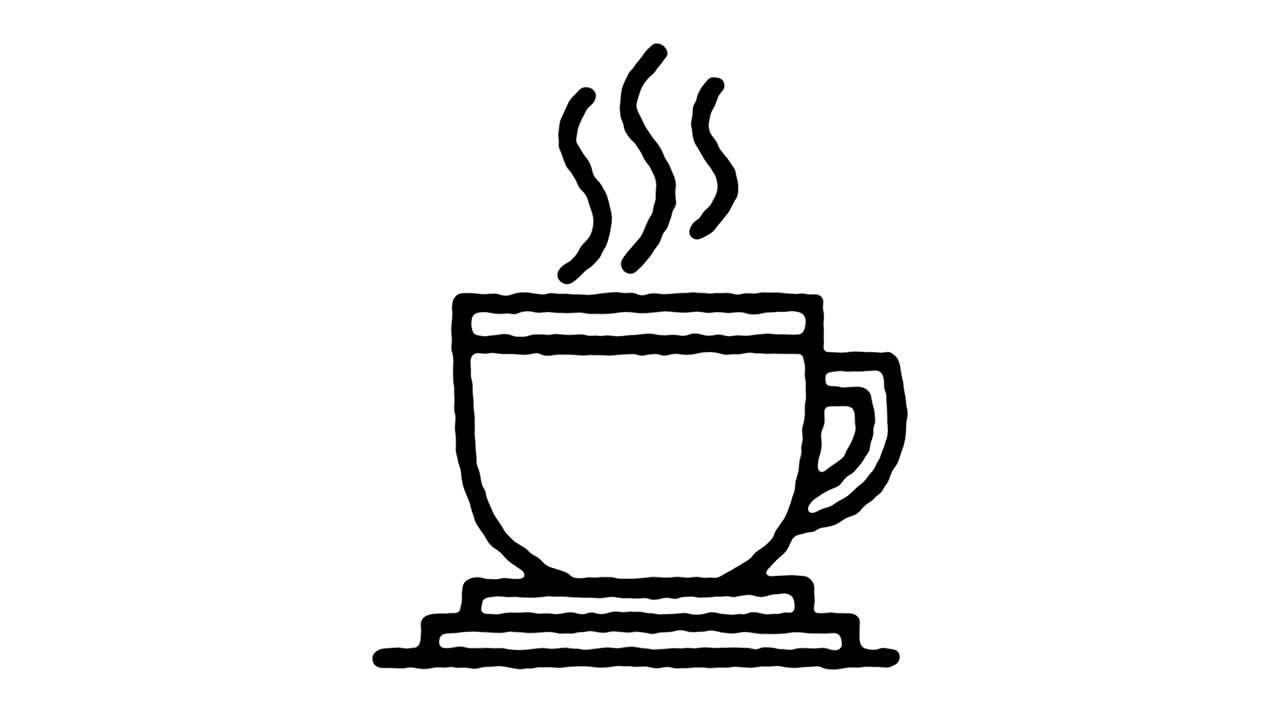 커피 음료 스케치 라인 아이콘 애니메이션