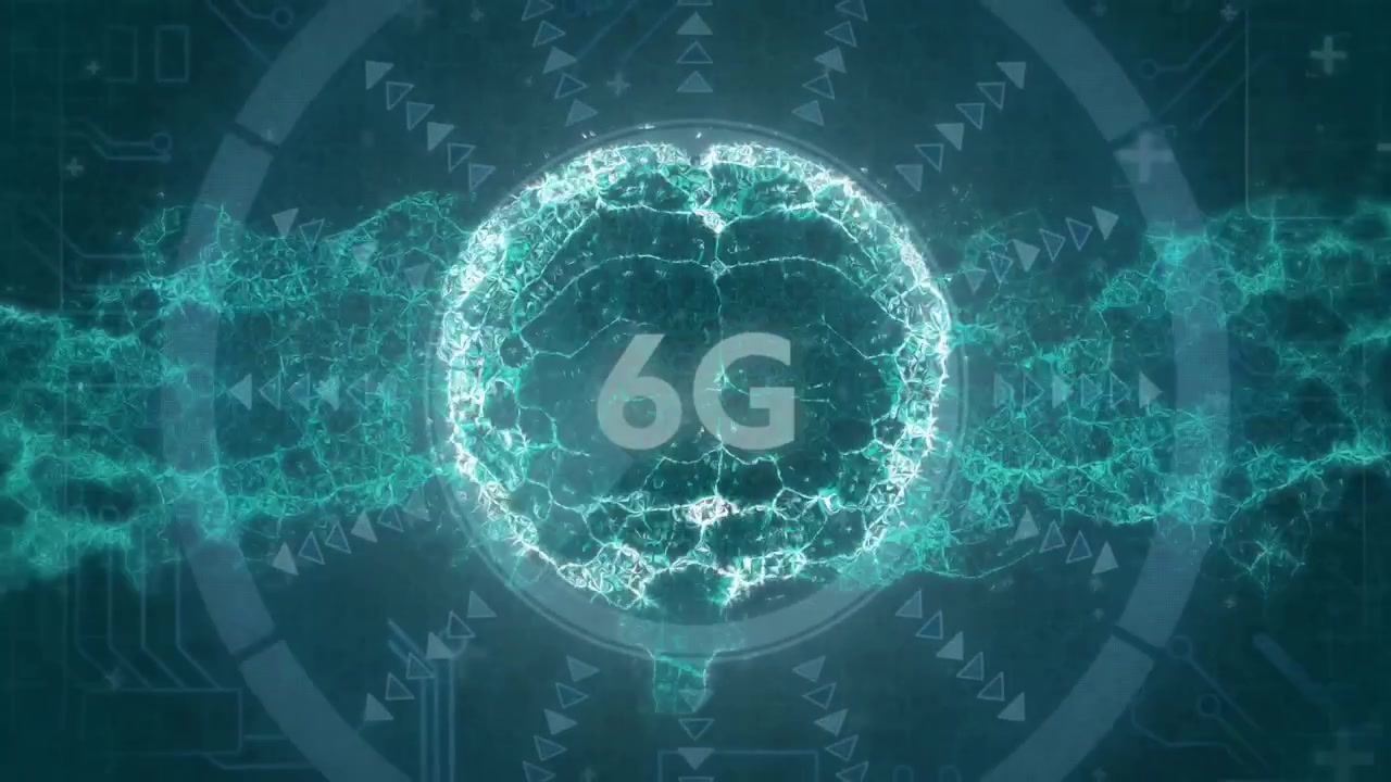 Animation of 6g text, scope scanning, connections and data processing