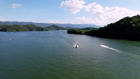 High-Above-South-Holston-Lake-near-Bristol,-Tennessee-and-Bristol-Virginia-not-far-from-Johnson-City-Tennessee,-Kingsport-Tennessee-and-Elizabethton-Tennessee-Aerial