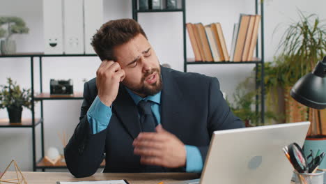 caucasian businessman worried about financial problem stress money debt budget loss bankruptcy