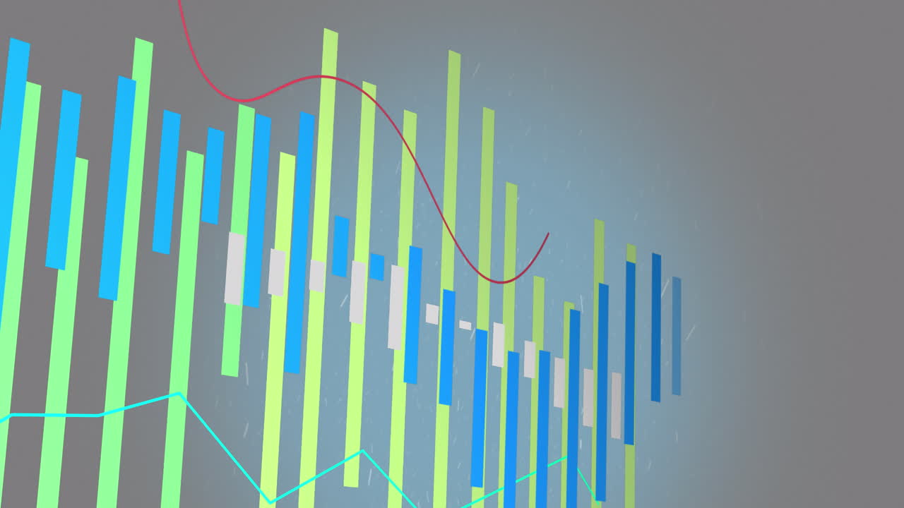 animación del procesamiento de datos financieros sobre un fondo gris