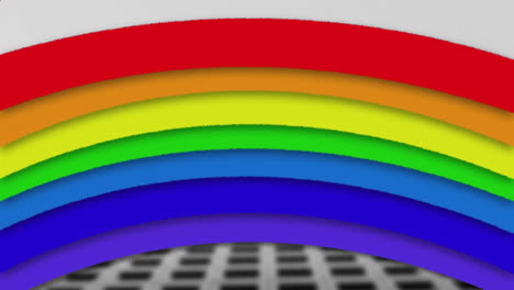 animación de patrón rojo y arco iris sobre el bloque de oficinas