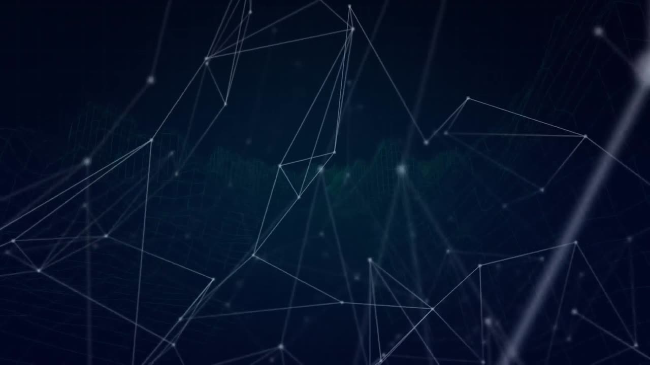 Animation of network of connections spinning over blue background