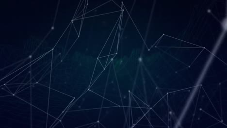 animation of network of connections spinning over blue background
