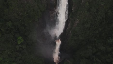 Salto-de-Bordones-Waterfall-Flowing-Down-On-Mountain-Cliff-At-Purace-National-Natural-Park-In-Huila,-Colombia