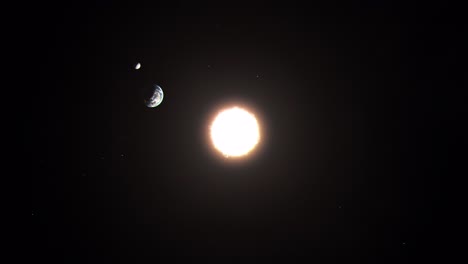 one full orbit of the earth and the moon around the sun as seen top down