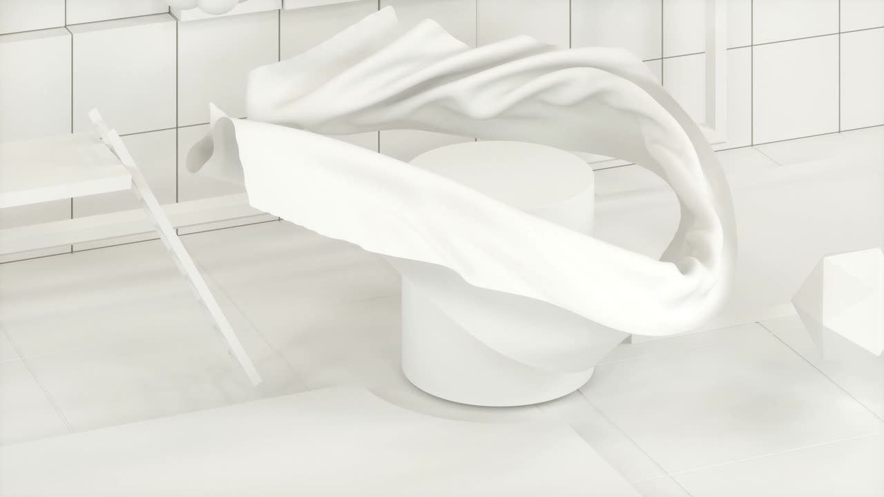 만화방에서  리본이 흔들리는 3d 렌더링